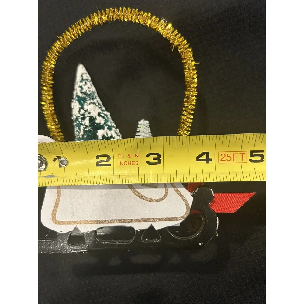 Vtg Christmas Ornaments Lot of 3 Mini Sled w Bottle Brush Trees + 2 Star Shapes